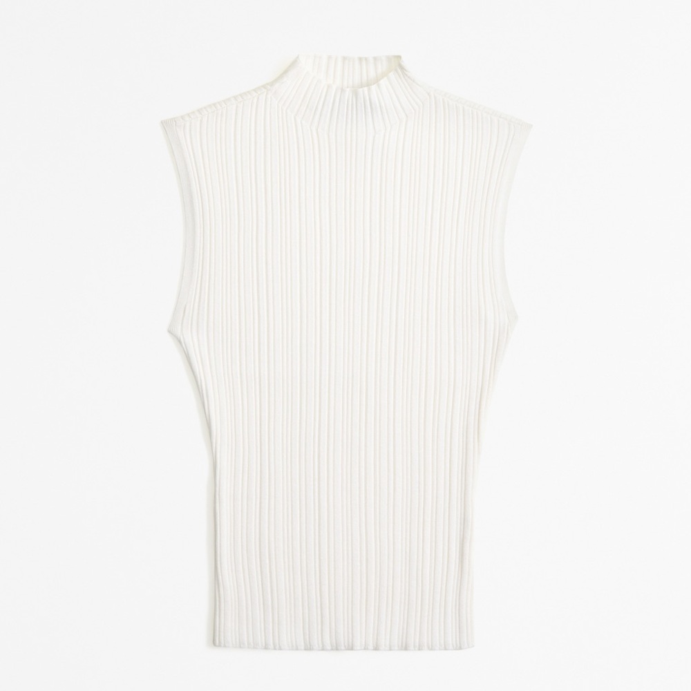 Abercrombie Ribbed Mock Neck Tank in Cream